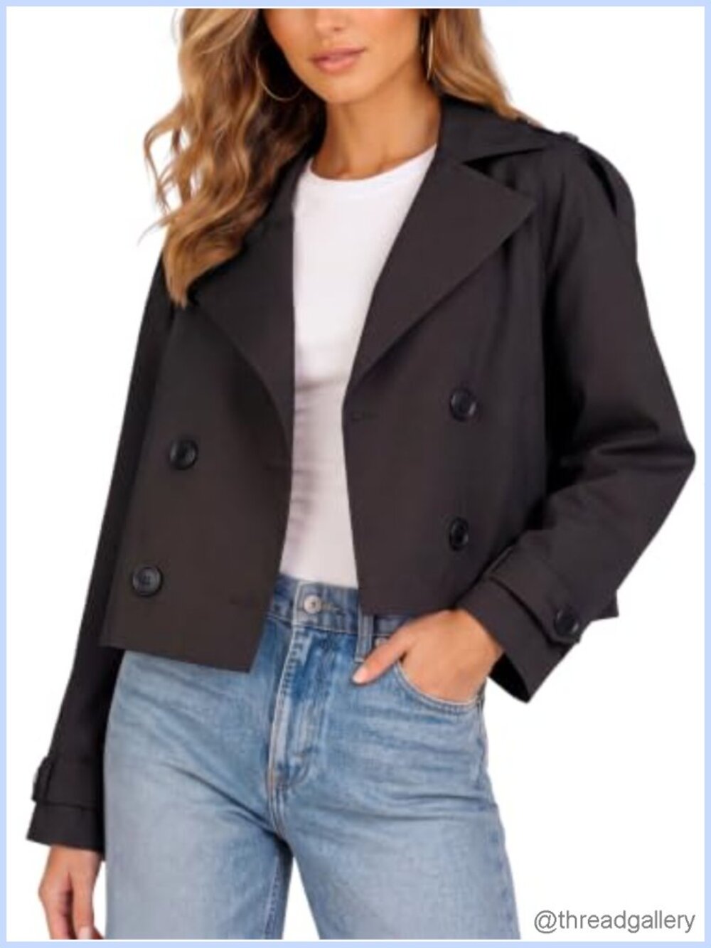 Steve Madden Oversized Cropped Double-Breasted Trench Coat Jacket